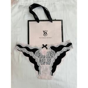 NWT Victoria’s Secret Vintage Dream Angels Satin Sheer Cheekini Panty Black XS